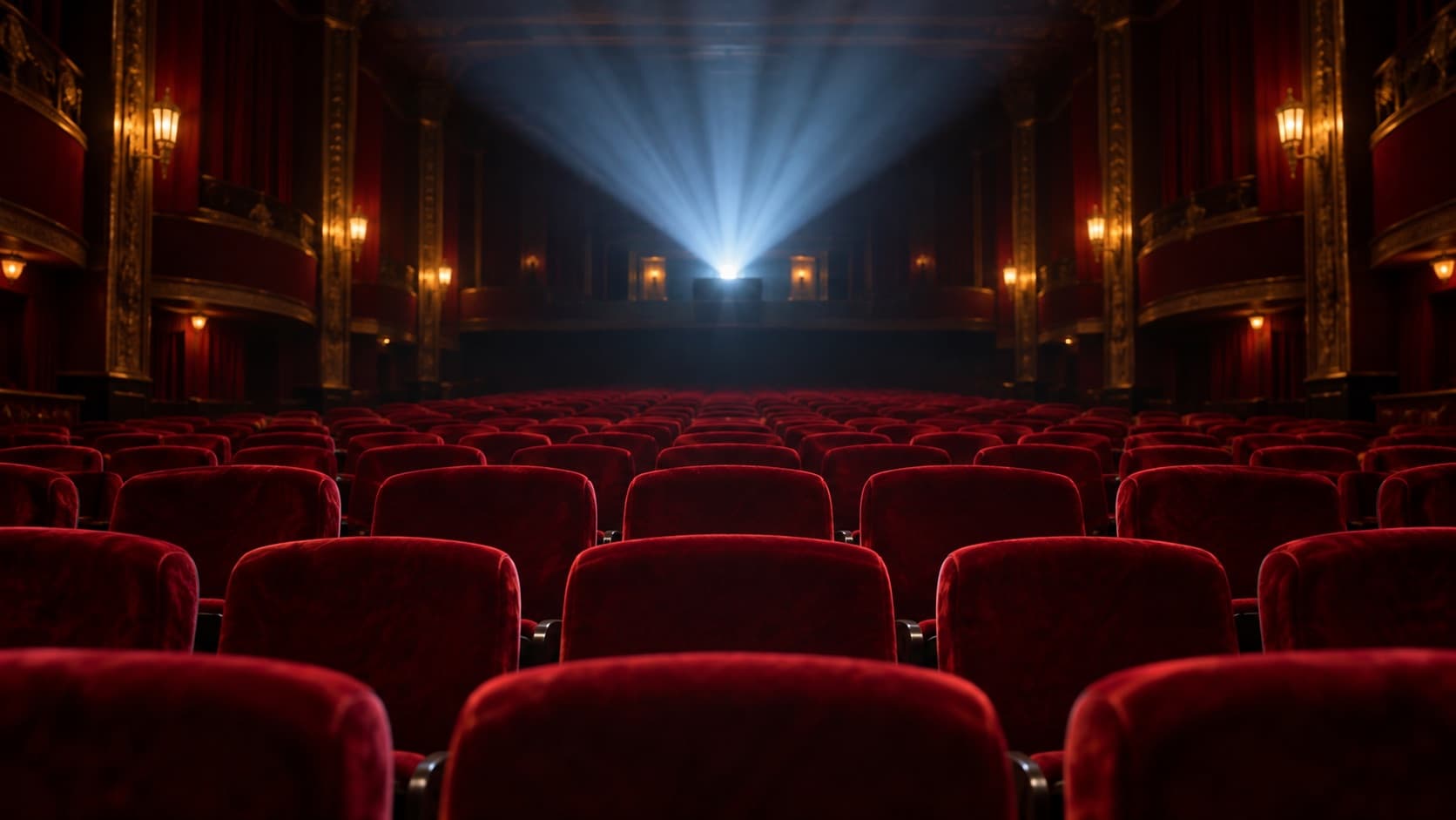 Red seats in a movie theater