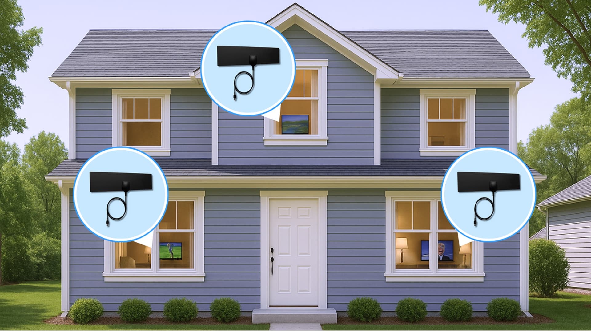 A home with a single TV connected to a free antenna