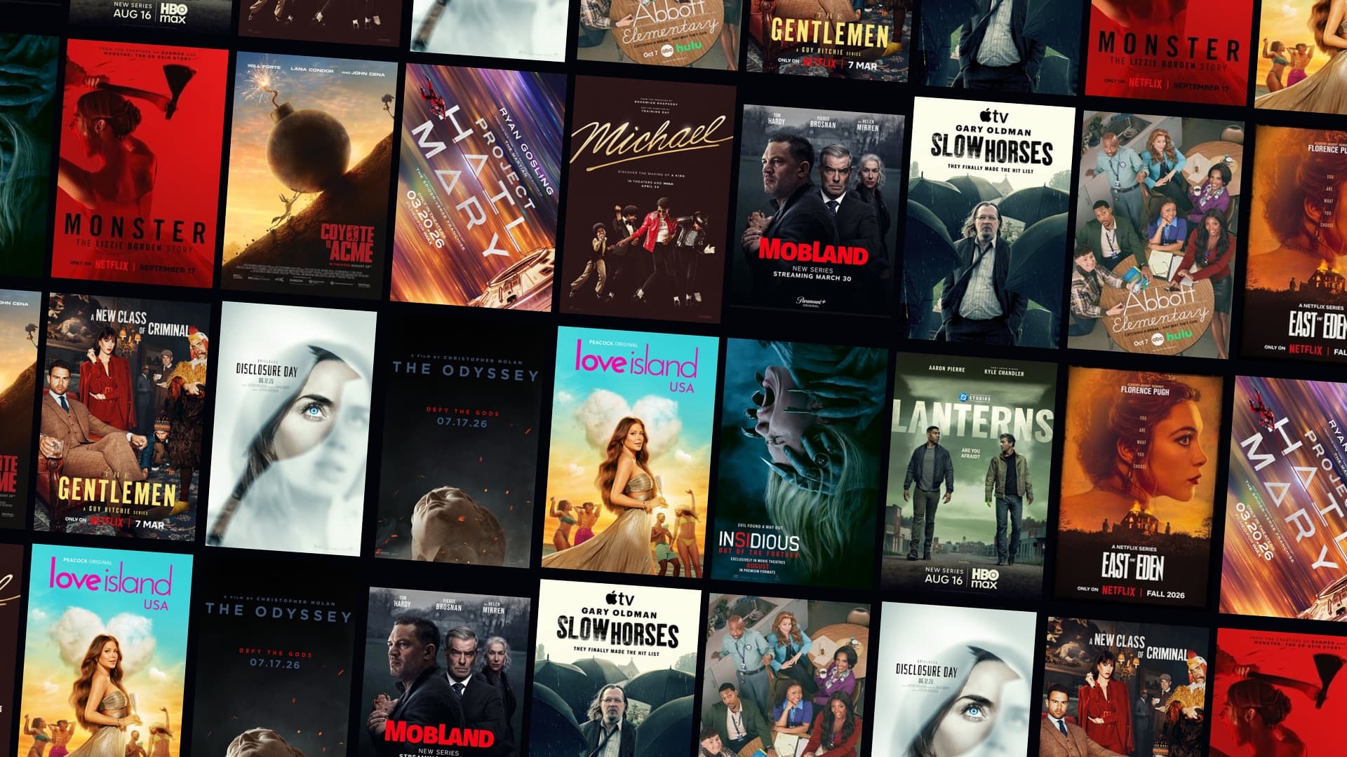 A collage of this week’s trending movie and TV show posters