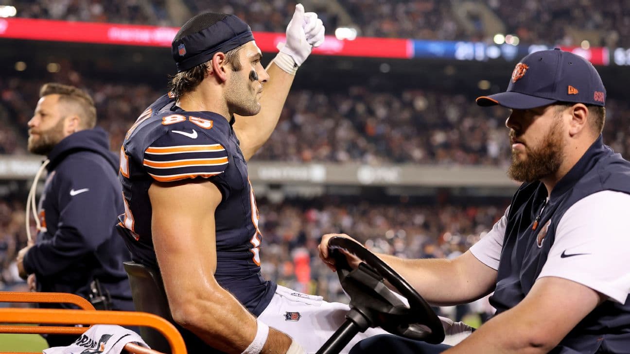 Bears TE Cole Kmet out for season after knee injury vs. Patriots