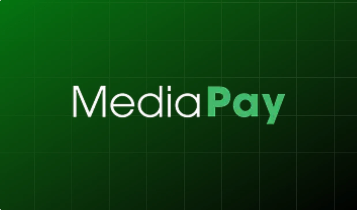 MediaPay logo on a green gradient grid
