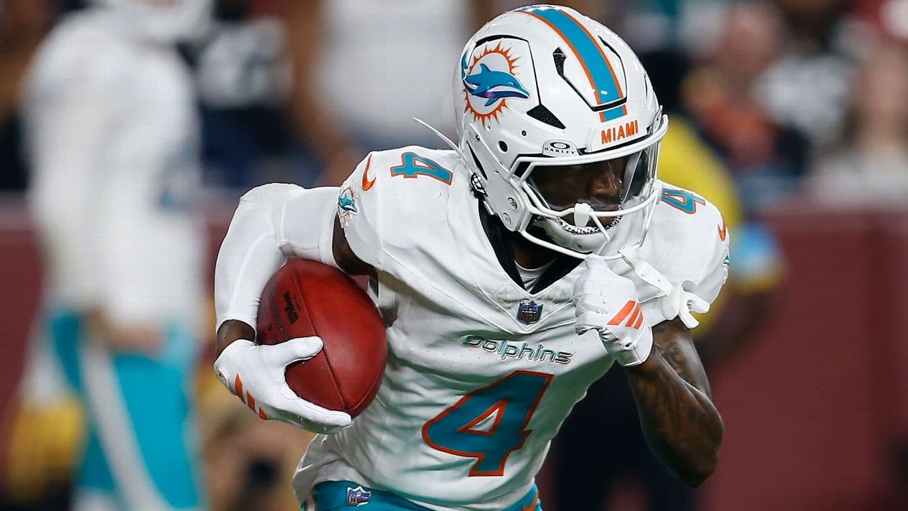 Dolphins trade WR Tutu Atwell to Rams for RB Jarquez Hunter