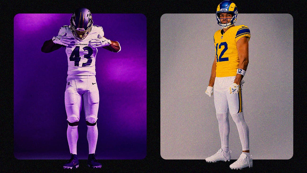 NFL Uniforms week 2 Baltimore Ravens Los Angeles Rams
